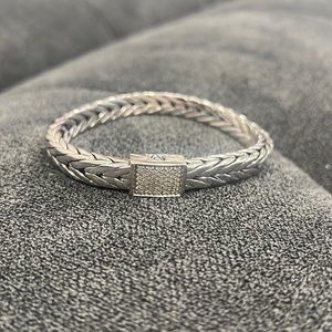 John Hardy Sterling Silver Modern Chain Pave Diamond Bracelet